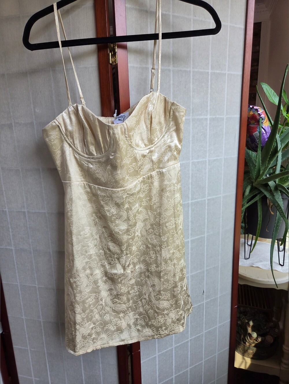 Princess Polly Champagne Pop Mini Corset Bustier Satin Jacquard Dress- Sz 8
